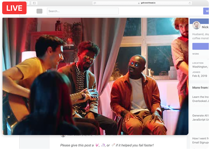 Livepush web player hosting with secure streaming, paywall and ad support