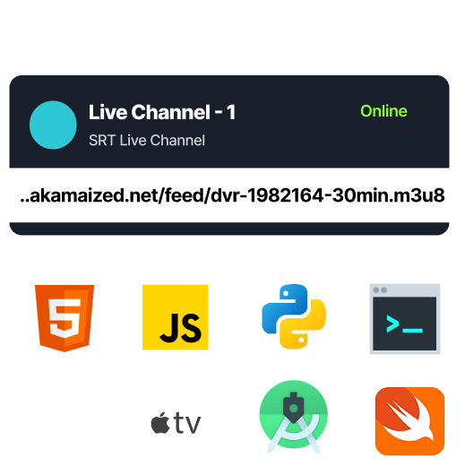 HLS live streaming SDK and player support in Livepush — compatible with Video.js, ExoPlayer, iOS, and Android SDKs.